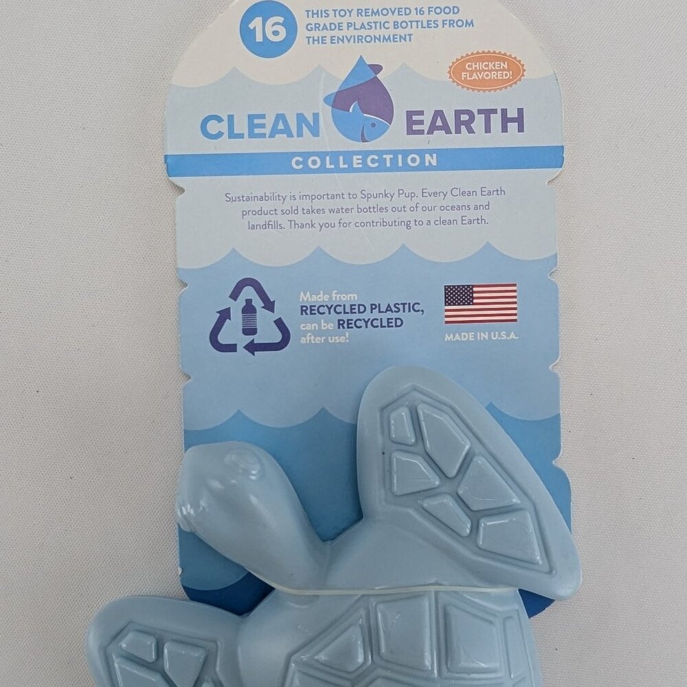 Spunky Pup Blue Turtle Dog Chew Toy Clean Earth Collection Chicken Flavor New